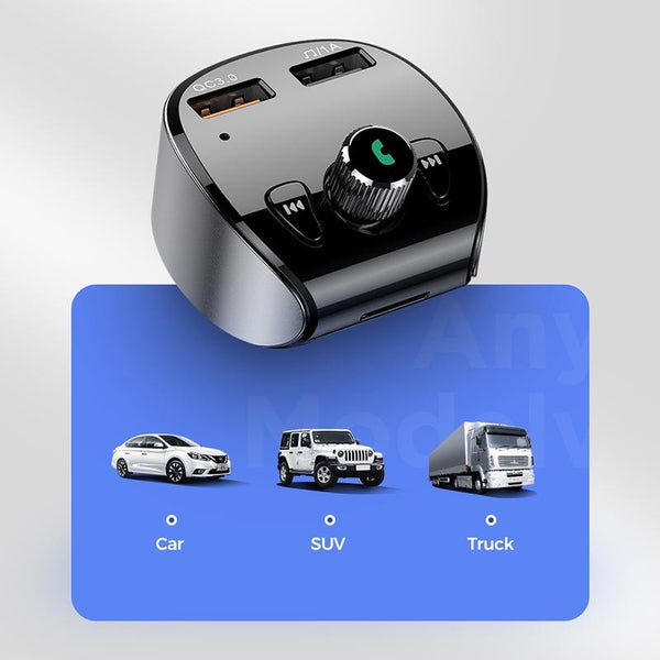 JOYROOM JR-CL02 Shadow Series Car Bluetooth MP3 Player Car Kit, Support TF Card & U Disk & Bluetooth Calling & QC3.0 Flash Charging