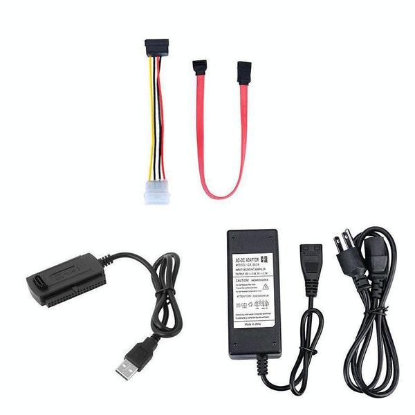 YP009 Three-Purpose USB to IDE/SATA Easy Drive Cable Hard Disk Drive Data Cable with Power Supply(UK Plug Set)