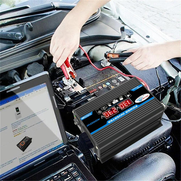 Tang II Generation 12V to 110V 4000W Modified Square Wave Car Power Inverter(Black)