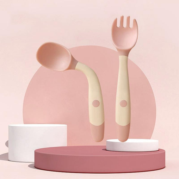 Children Eating Training Tableware Baby Bendable Silicone Soft Spoon, Color: Pink
