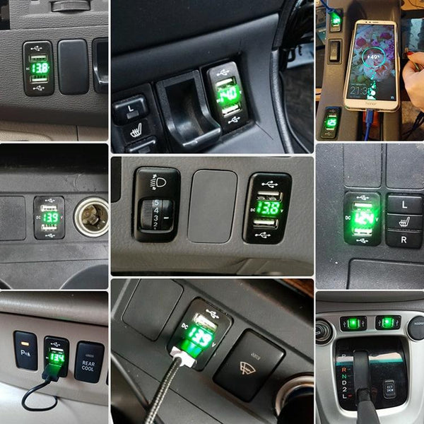 Car Charger Original Hole Non-Destructive Modification Of Dual Usb Car Charger With Line Suitable For Toyota(FTWU Red Light)