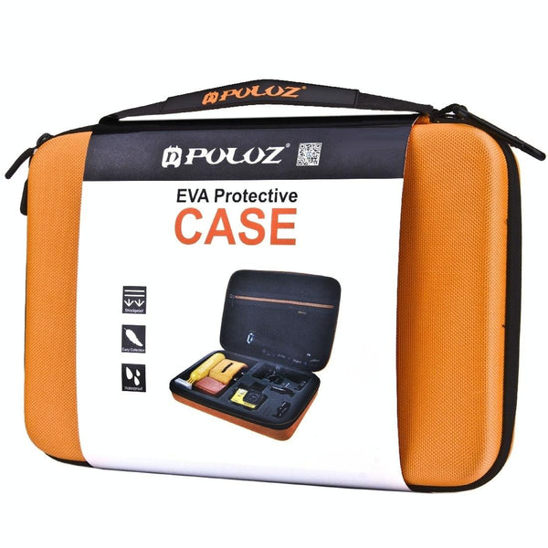 PULUZ Waterproof Carrying and Travel Case for for GoPro, Insta360, DJI and Other Action Cameras Accessories, Large Size: 32cm x 22cm x 7cm(Orange)