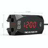 Motorcycle Multi-functional 2 in 1 Digital Display Voltmeter + Electronic Clock, 6-30V IP67 (Red Light)