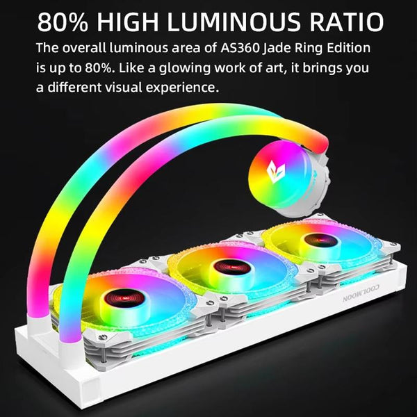 COOLMOON AS360 Magic Diamond Edition Computer Cooler ARGB Water Cooling Light Integrated CPU Radiator(White)