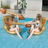4 in 1 Toilet-shaped Inflatable Floating Row + Poop-shaped Water Inflatable Sports Game Combat Stick Water-to-water Collision Game Inflatable Equipment Set, Size:98 x 60 x 60cm(Gold)