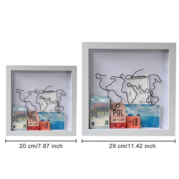 29 x 29cm Travel Shadow Box Frame with Slot for Keepsakes,Money,Ticket(Black)