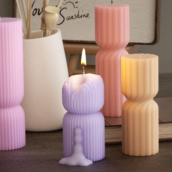 DIY Geometric Cylinder Vertical Stripe Candle Silicone Mold Resin Ornaments Mold, Spec: 001