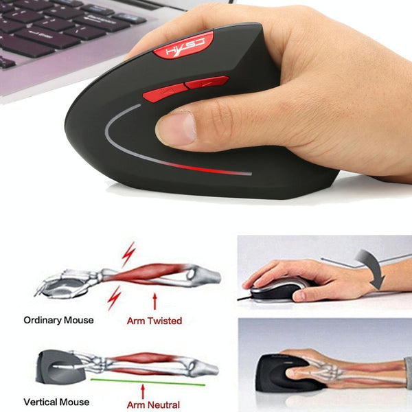 HXSJ T29 Bluetooth 3.0 Wireless Bluetooth 6-Keys 2400 DPI Adjustable Ergonomics Optical Vertical Mouse(Grey)