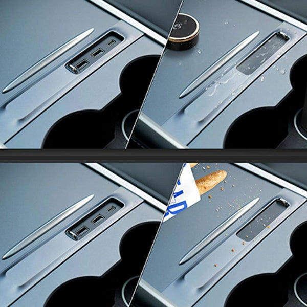 For Tesla Model 3/Y Car T09 Center Console 27W 3-in-1 USB Hub Docking Station(Gray Black)