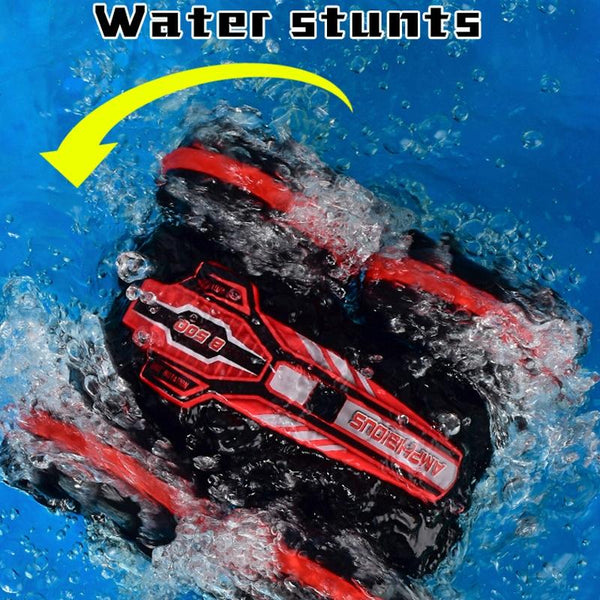 2.4G Amphibious Stunt Remote Control Car Double-sided Rolling Driving Children Electric Toys(Green)