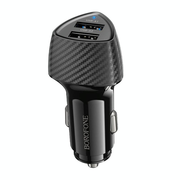 BOROFONE BZ31A Solid Dual-port USB Car Charger(Black)