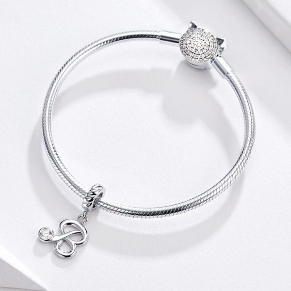 S925 Sterling Silver 26 English Letter Pendant DIY Bracelet Necklace Accessories, Style:U