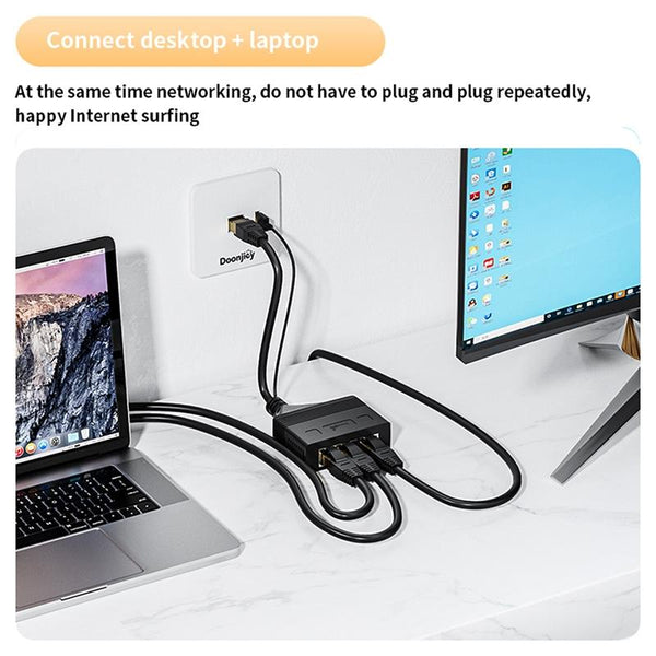 Male RJ45 3 in 1 Gigabit Network Splitter Cable Ethernet Network Coupler
