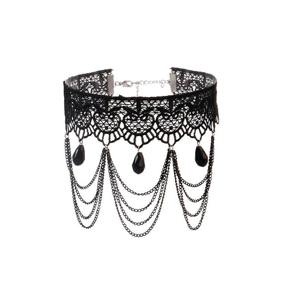 Fringe Lace Gothic Lolita Vintage Necklace,Style: 1530