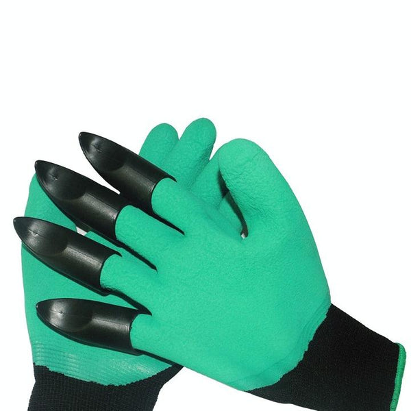 A Pair Latex Protective Insulated Gloves with Claws ABS Plastic Gloves for Digging and Planting, The Right One with Claws