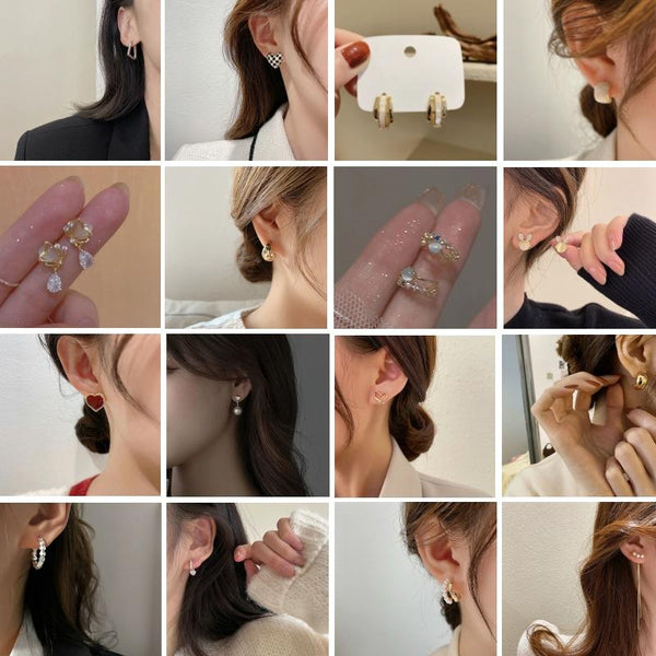 Shell Double Layer Earrings with Diamond Earrings, Color: EH0702