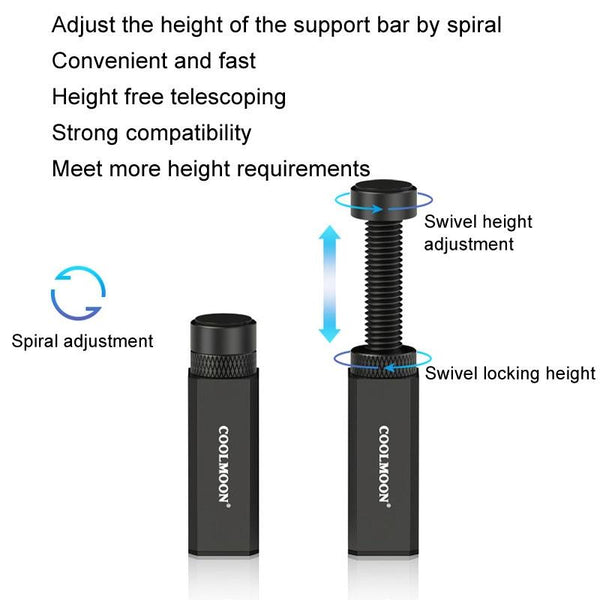 COOLMOON Graphics Card Stand Desktop Computer Graphics Card Vertical Top Support Bracket Screw Telescopic Support Rods, Adjustable Height: 7.5-12cm (Black)