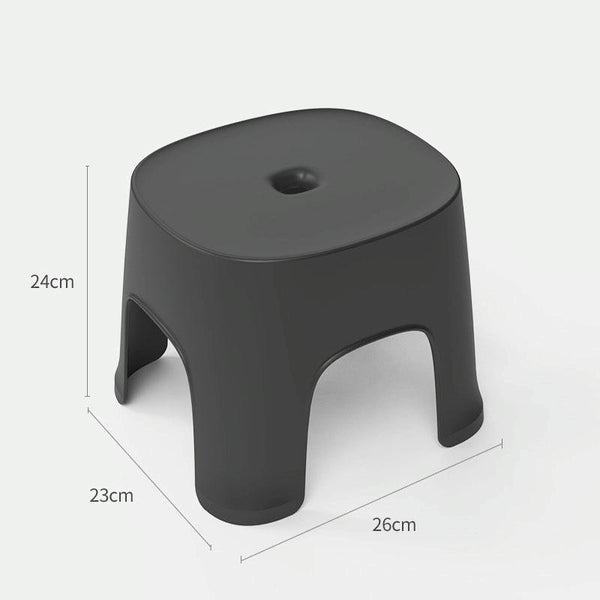 Household Bathroom Row Stools Plastic Stools Thickened Low Stools Square Stools Small Benches, Colour: Black Adult