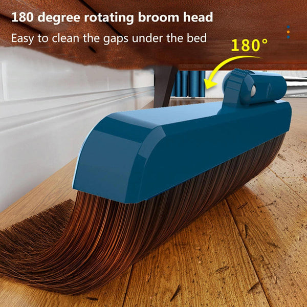 Broom And Dustpan Set With Double-Sided Tooth Scraping, Style: Magnetic White
