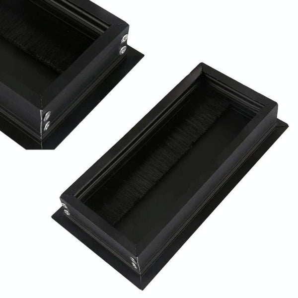 ABS Table Rectangle Wire Hole Cover Outlet Port With Brush PC Desk Cable Organizer, Size: 80x160mm White
