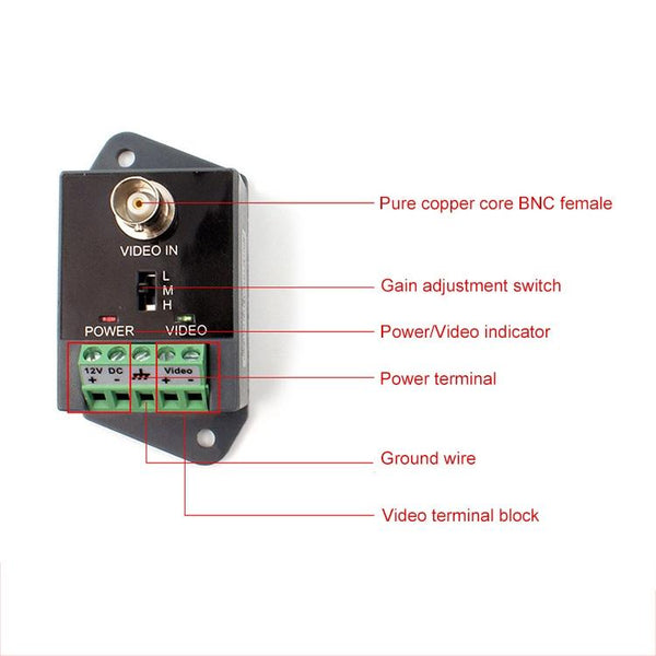 CCTV Video Balun Transmitter Receiver, 9000ft UTP RJ45 BNC