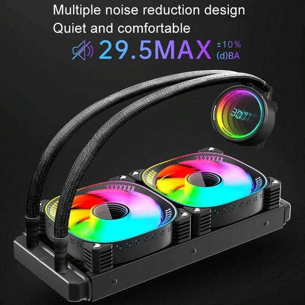 COOLMOON CM-YM-240T Digital ARGB Lens Edition Integrated Water Cooling CPU Cooler Temperature Display CPU Fan(Black)