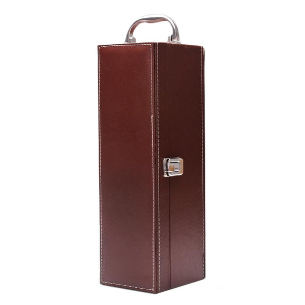 Single Red Wine Box Leather Wine Packaging Box Red With Wine Tools, Model: K33 Coffee