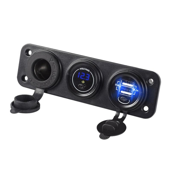 Car Mobile Phone Charger Multi-Port Fast Charging with Cigarette Lighter Multi-Function Digital Display Dual USB Car Charger(Blue Light)