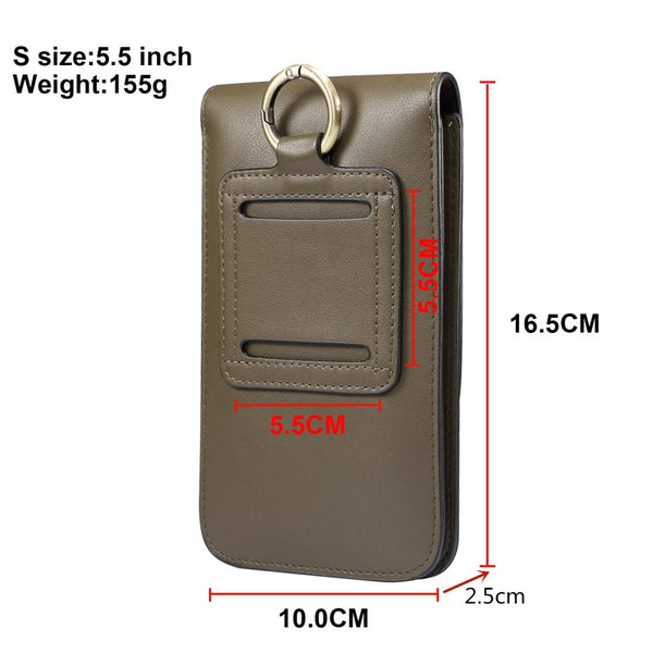 Lambskin Texture Men Phone Universal Double Lattice Waist Bag Leather Case, Size:S(Green)