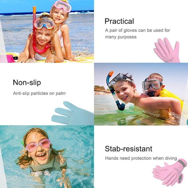DIVE&SAIL 3mm Children Diving Gloves Scratch-proof Neoprene Swimming Snorkeling Warm Gloves, Size: M for Aged 6-9(Pink)