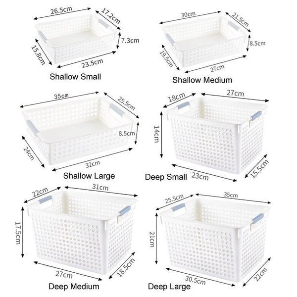 Plastic Storage Basket Desktop Sundry Organizer Frame Toys Kitchen Snacks Storage Box, Style: Deep Small White