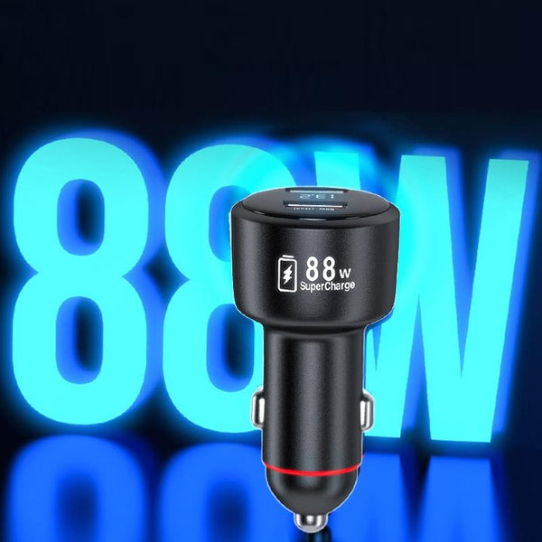 88W Vehicle Mini Fast Charging Charger Car One To Two Cigarette Lighter