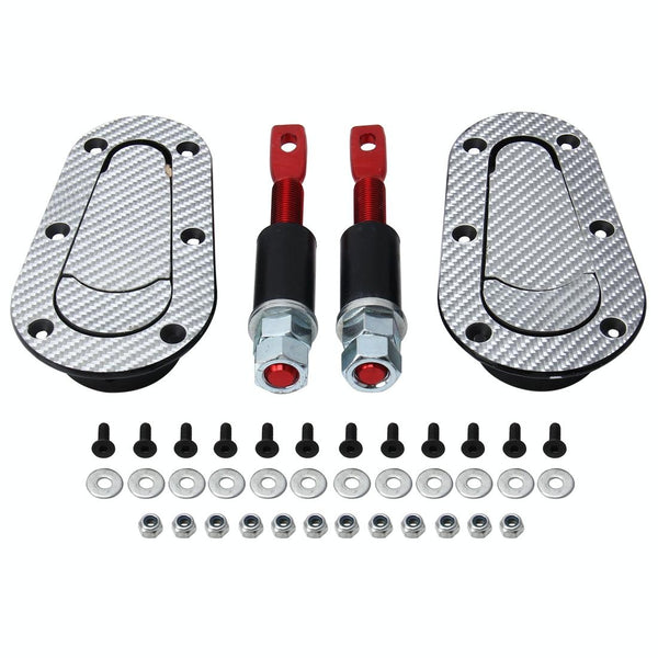 A Pair Car Carbon Fiber Cover Lock Modified Hood Lock General Racing Car Cover Lock(Carbon Grey)