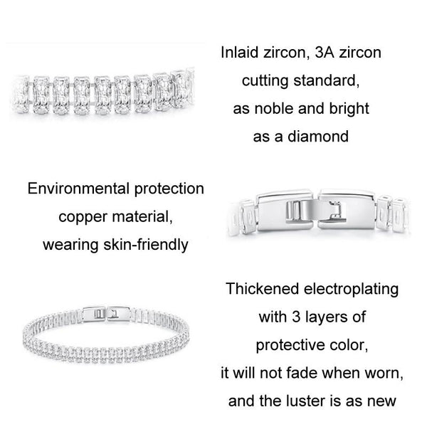 YIB055-19L Sparkling Cubic Zirconia Bracelet Gold Plated Copper Jewelry