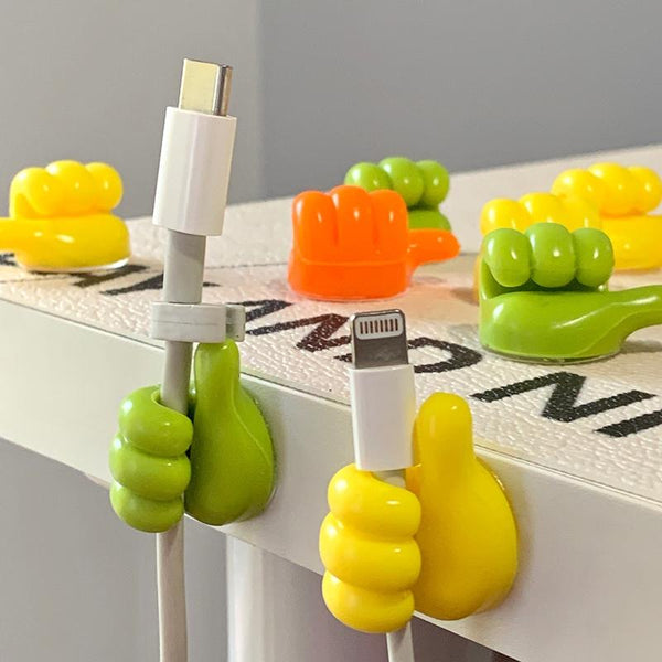 10 PCS Non-punching And Non-marking Adhesive Thumb Hook Cable Organizer(Orange)