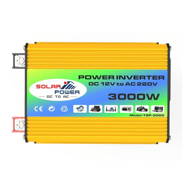 Tang I Generation 12V to 220V 3000W Modified Square Wave Intelligent Car Power Inverter with Dual USB(Yellow)