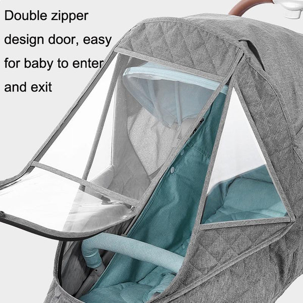 Autumn And Winter Warm Thickened With Velvet Baby Stroller Weatherproof Cover(Dark Gray)