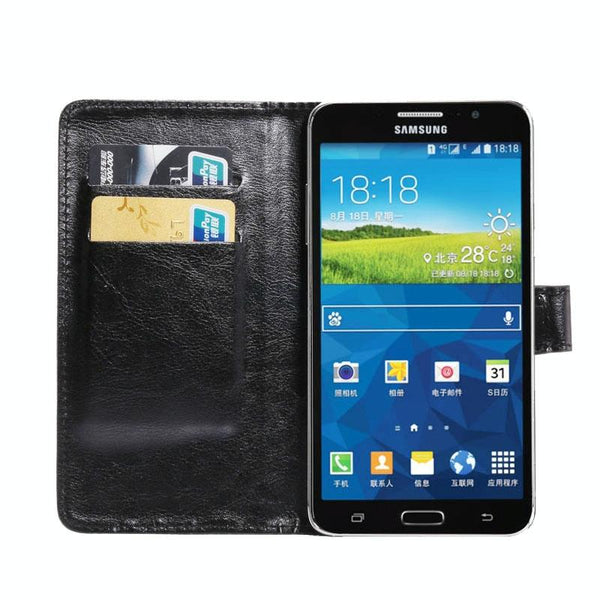 5.5-6.3 Inch Universal Crazy Horse Texture 360 Degree Rotating Carry Case with Holder & Card Slot for Galaxy Mega 6.3 / i9200(Black)