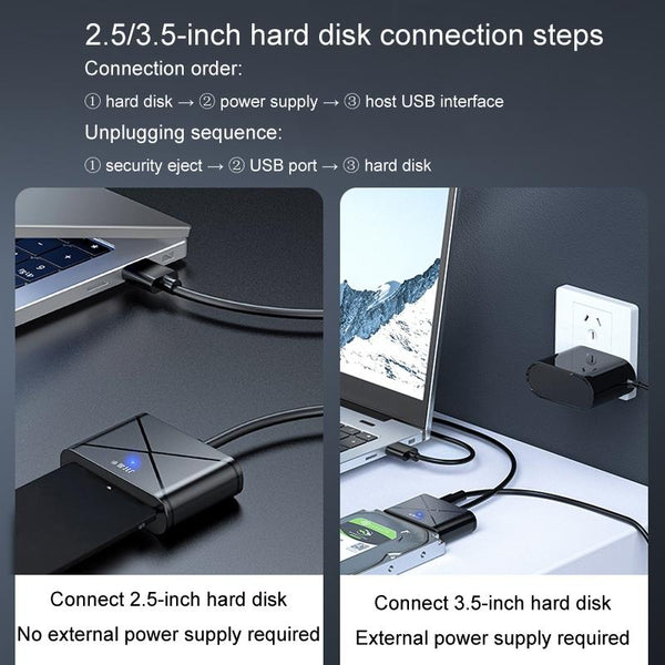 JINGHUA USB3.0 To SATA HDD Adapter Cable For 2.5/3.5 Inch External HDD SSD Hard Drive(30cm)