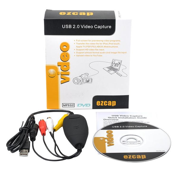 Ezcap USB 2.0 Video Capture Card - VHS to Digital Converter (Black)