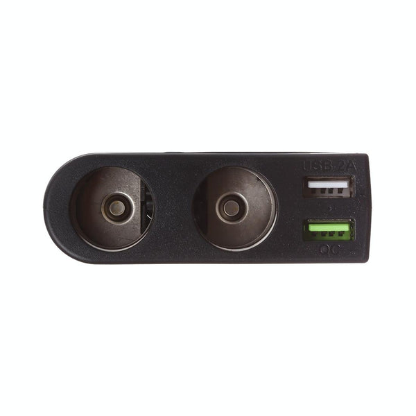QC 3.0 Dual USB Ports 6A with 2 Socket Cigarette Lighter Splitter Car Charger