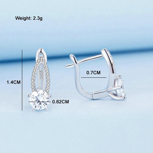 BSE732 Sterling Silver S925 White Gold Plated Zirconia Hollow Line Earrings