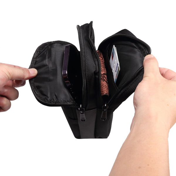 Multifunctional Casual Crossbody Mobile Phone Storage Waist Bag(Dark Grey + Black)