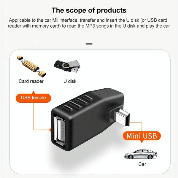 90 Degree Down Angled Mini USB Male to USB 2.0 AF Adapter(Black)