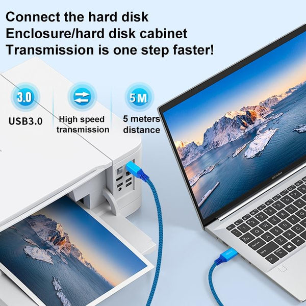 Printer / Hard Disk USB 3.0 A Male to B Male Connector Cable, Length:2m(Blue)