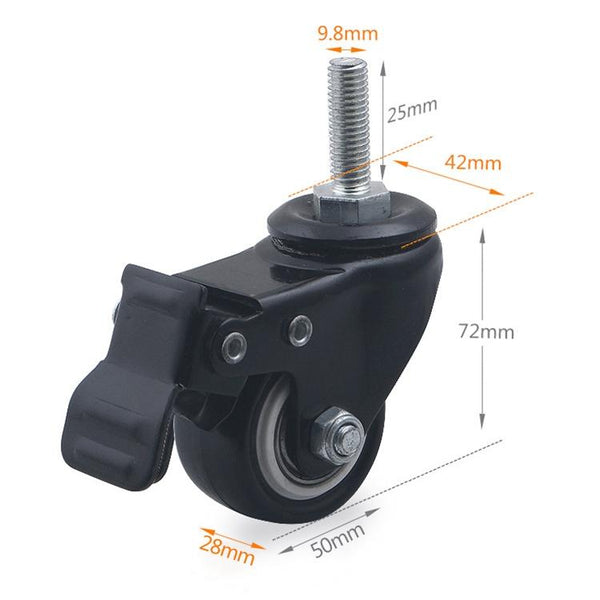 2 PCS 2 inch Furniture Cabinet Coffee Table Silent Screw Brake Wheel