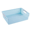 Plastic Storage Basket Desktop Sundry Organizer Frame Toys Kitchen Snacks Storage Box, Style: Shallow Large Blue