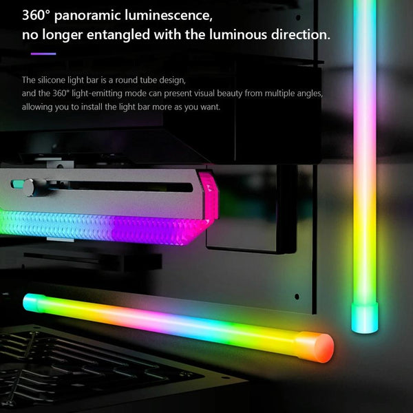 COOLMOON Y360 Round Tube Multi-interface ARGB Chassis Light Bar Computer Decorative Silicone LED Lamp Strip