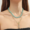 N2206-6 2pcs/set Rectangular Necklace Natural Turquoise Accessories Ladies Jewelry