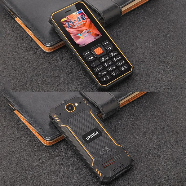 UNIWA S2 IP68 Rugged Keypad Phone, 2.4 inch Mediatek MT6261, 2500mAh Battery, 21 Keys, Network: 2G (Black+Orange)